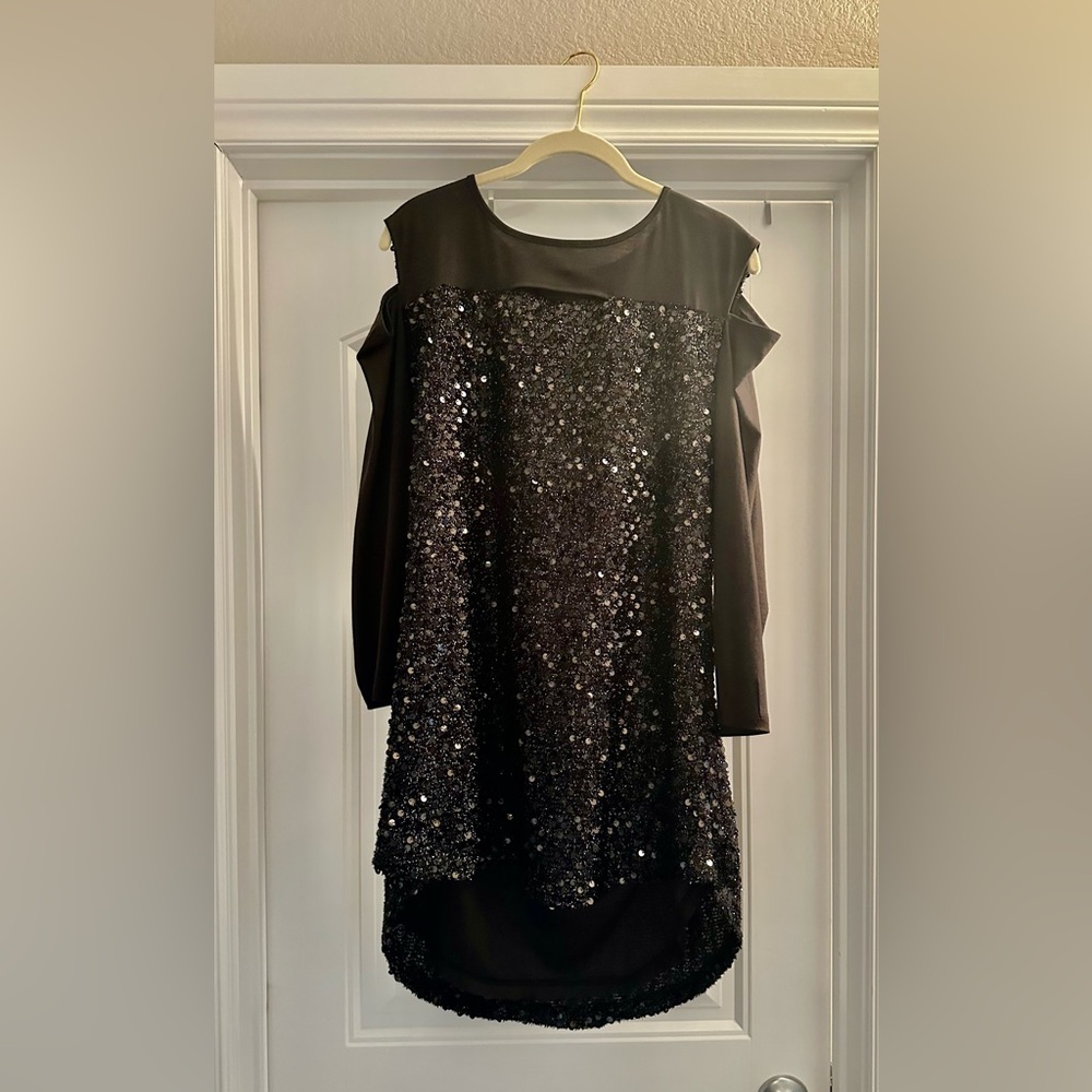 Final Markdown- Black Sequin Bare Shoulder Top